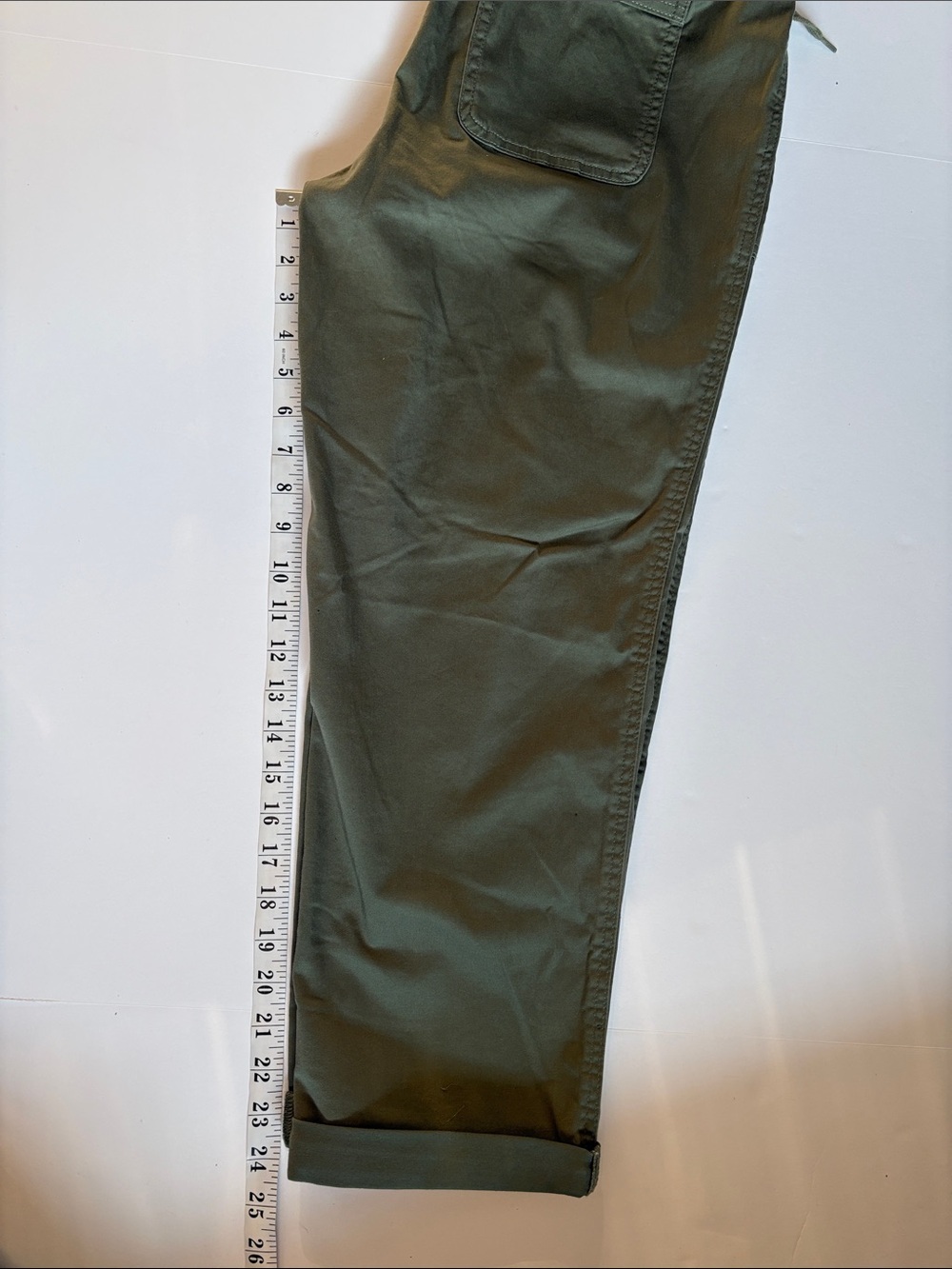 Warehouse One Olive Green Cropped relaxed, Drawstring Pants, women’s Sz M. - Picture 7 of 9